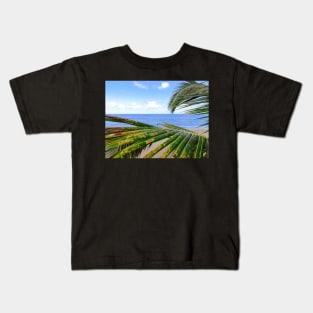 Palm Tree Leaves on a Tropical Beach Kids T-Shirt